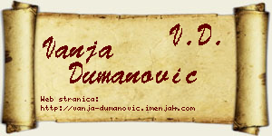 Vanja Dumanović vizit kartica